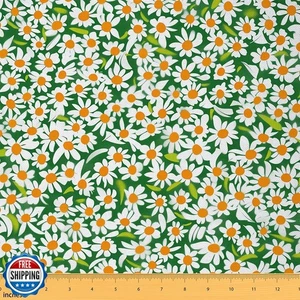 Tessuto floreale margherita da cortile, acquerello fiori camomilla tappezzeria Fabr - Foto 1 di 5