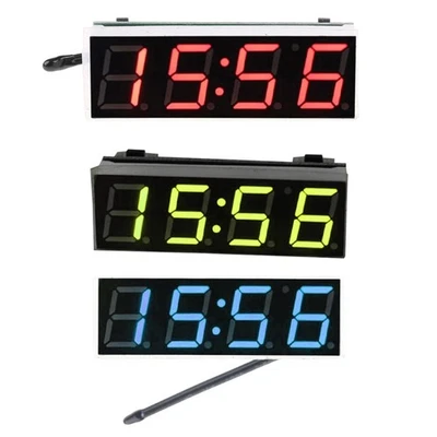 Digital Car LED Electronic Clock Time Temperature Voltage 3 in 1 Voltage Meter - Image 1 of 4