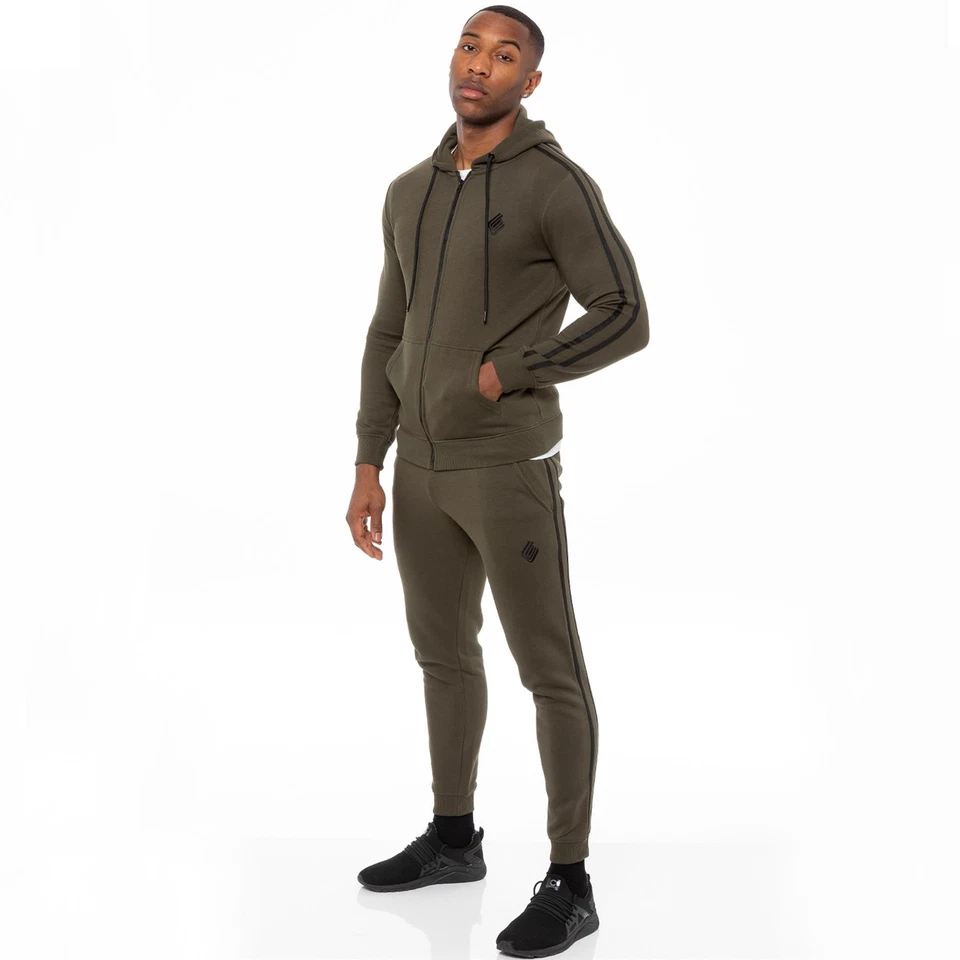 Conjunto completo de chándal para hombre con cremallera sudadera con capucha pantalones para correr joggers de Enzo Foto 1 de 1