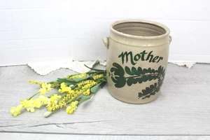 Vintage Topf Steinzeug blaue Schrift Mutter Adamson Keramik - Bild 1 von 6
