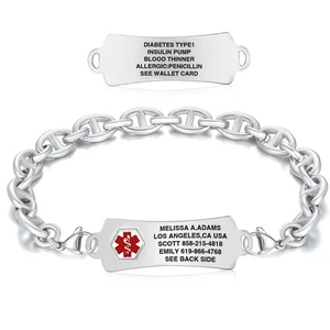 Divoti Custom Engraved Arc Tag and H Link Medical ID Bracelet - Picture 1 of 10