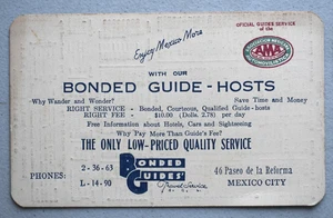Bonded Guide Travel Service 1940s Automobile Club Triple AAA Mexico Card - Picture 1 of 5