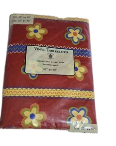 New Vinyl Tablecloth Floral Design Flannel Backed Plastic 52 x 90 inch Wipe Clea - Picture 1 of 3