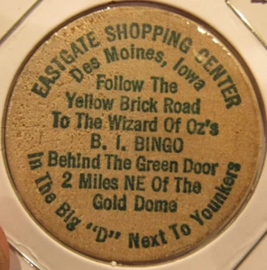 Centro comercial vintage Eastgate Des Moines, níquel de madera IA - token Iowa - Imagen 1 de 2