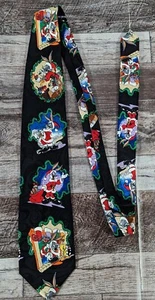 Looney Tunes Mania Mens Novelty Necktie Black Vintage Christmas Themed - Picture 1 of 7