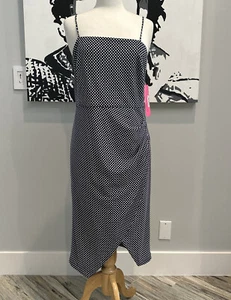 Betsey Johnson T-length Polka Dot Ruched Dress Size 14 NWT! - Picture 1 of 5