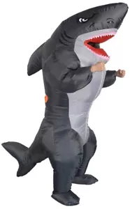 Aufblasbares graues Hai Kostüm Outfit Halloween Erwachsene Spaß Verkleiden Cosplay Party - Bild 1 von 6