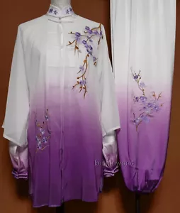 Tuta Tai Chi Wushu Kung Fu Ricamo Seta Arti Marziali Competizione Uniforme - Foto 1 di 4