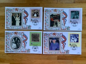 SIERRA LEONE 2003 FDC x 4 BENHAM QUEEN ELIZABETH 2 CORONATION ANNIVERSARY - Picture 1 of 1