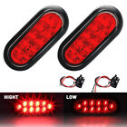 2* Red 6" Oval Led Trailer Truck Light Boat Sealed Stop Turn Tail Brake Car Part