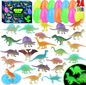 24Pcs Prefilled Easter Eggs with Glow in the Dark Dinosaur Figures Toys inside E - Picture 1 of 12