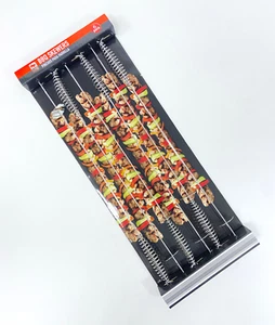 6 Piece Stainless BBQ Skewers Set Flat Shish Kebob Kebab Kabab Souvlaki Shashlik - Picture 1 of 7