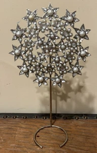 Pottery Barn Schmuck Schneeflocke Weihnachtsbaumspitze Silber Perlen & Strass - Bild 1 von 5