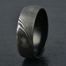 Wood Grained Damascus Ring Black Anodized Aluminum Interior