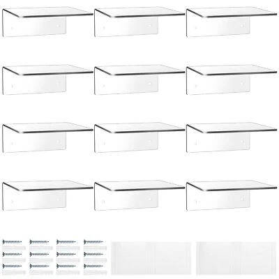 Paquete de 12 estantes flotantes de acrílico transparente de 6x6 pulgadas estante de exhibición de pared para baño Foto 1 de 4