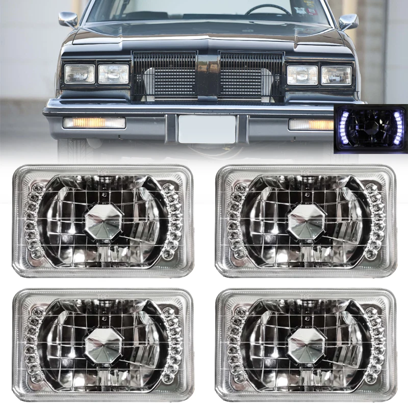 4PCS 4x6" inch Square LED Headlights Cold White For 1980-1988 Oldsmobile Cutlass - Image 1 of 4