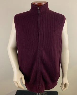 PENDLETON Men's Full-Zip Sleeveless Cardigan Sweater Vest Ribbed Burgundy Sz XL - Image 1 of 4