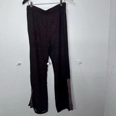 Pantalón bohemio hecho a mano negro transparente en capas con pierna dividida acampanado talla S/M  Foto 1 de 4