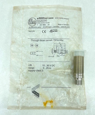 IFM Electronic OGS200 Photoelectric Sensor Through-beam Trasmitter Threaded - Image 1 of 4