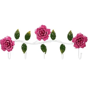 Rose Metal Wall Hooks Flower Coat Hooks Rustic Style Hanging Hook Bathroom - Picture 1 of 7