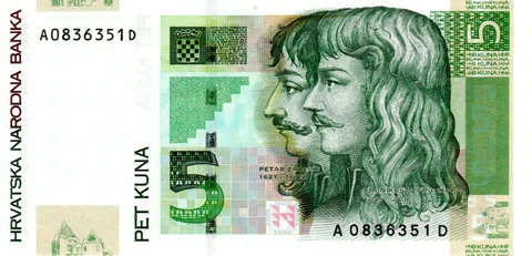 Croatia 5 Kuna 2001 UNC P-37 Banknote Prefix A Suffix D Paper Money Cover