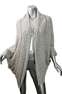 Womans Paychi Guh Light Gray Spec Open Front 100% Cashmere Sweater Size S / M - Picture 1 of 5