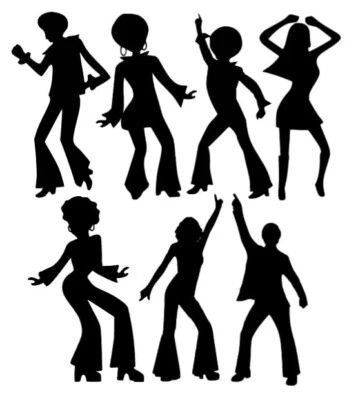CAKEPHOTO SILHOUETTES OF DISCO DANCERS EDIBLE ICING CAKE IMAGES / UNCUT OR PRE-CUT