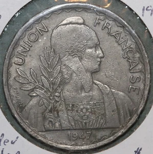 1947 INDOCINA FRANCESE 1 PIASTRA MISURA CORONA MONETA KM32,2 ~99 ¢ Spedizione tracciata - Foto 1 di 2