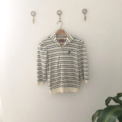JUICY COUTURE small striped terry zip hoodie jacket top vintage y2k relay nwt - Image 1 of 4