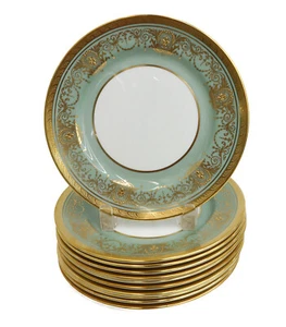 10 Aynsley England Porzellan Dessertteller Marlborough grün Mid Century #835Y - Bild 1 von 7