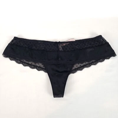Victoria Secret Dream Angels Tanga Lateral Ancho X-Grande Terciopelo Negro Lunares Nuevo con Etiquetas Foto 1 de 4