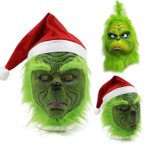 2025 The Grin-ch Stole Christmas Hat Party Prop Cosplay Costume Halloween Mask - Picture 1 of 22