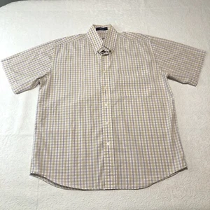 Alan Flusser Plaid Short Sleeve Button Collar Shirt Men’s Size Medium - Picture 1 of 5