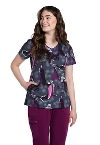 Disney Villains Cherokee Scrubs Tooniforms V Neck Top TF626 VIVM - Picture 1 of 3