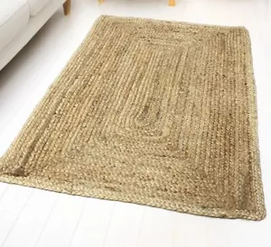 Natural Rug Jute Handmade Braided Rectangle Rugs 75 cm x 120 cm *Imperfect* - Picture 1 of 8
