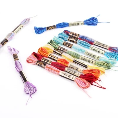 48 Skeins 12 Colors 6-Ply Polyester Embroidery Floss Cross Stitch Threads 0.5mm - Image 1 of 4