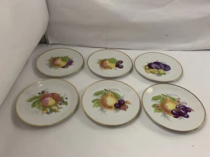 De colección. Juego de 6 placas de frutas Johann Haviland Baviera Alemania adorno dorado bordes ondulados - Imagen 1 de 9