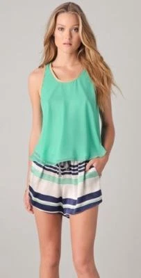 Elizabeth & James Hudson tank top leather trim shirt small blouse - Image 1 of 4