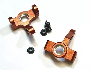 680002 ORANGE ALUMINIUM STEERING HUB CASTER MOUNTS 1:18 HSP SCALE ROCK CRAWLER - Picture 1 of 1