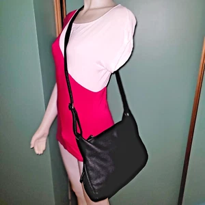 Genuine black leather X-body bag, large. MILLENI - Picture 1 of 7