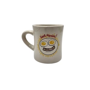 Vintage Good Morning Eier und Speck Sonnenschein Smiley Gesicht 10 Unzen Restaurantgeschirr Becher - Bild 1 von 9