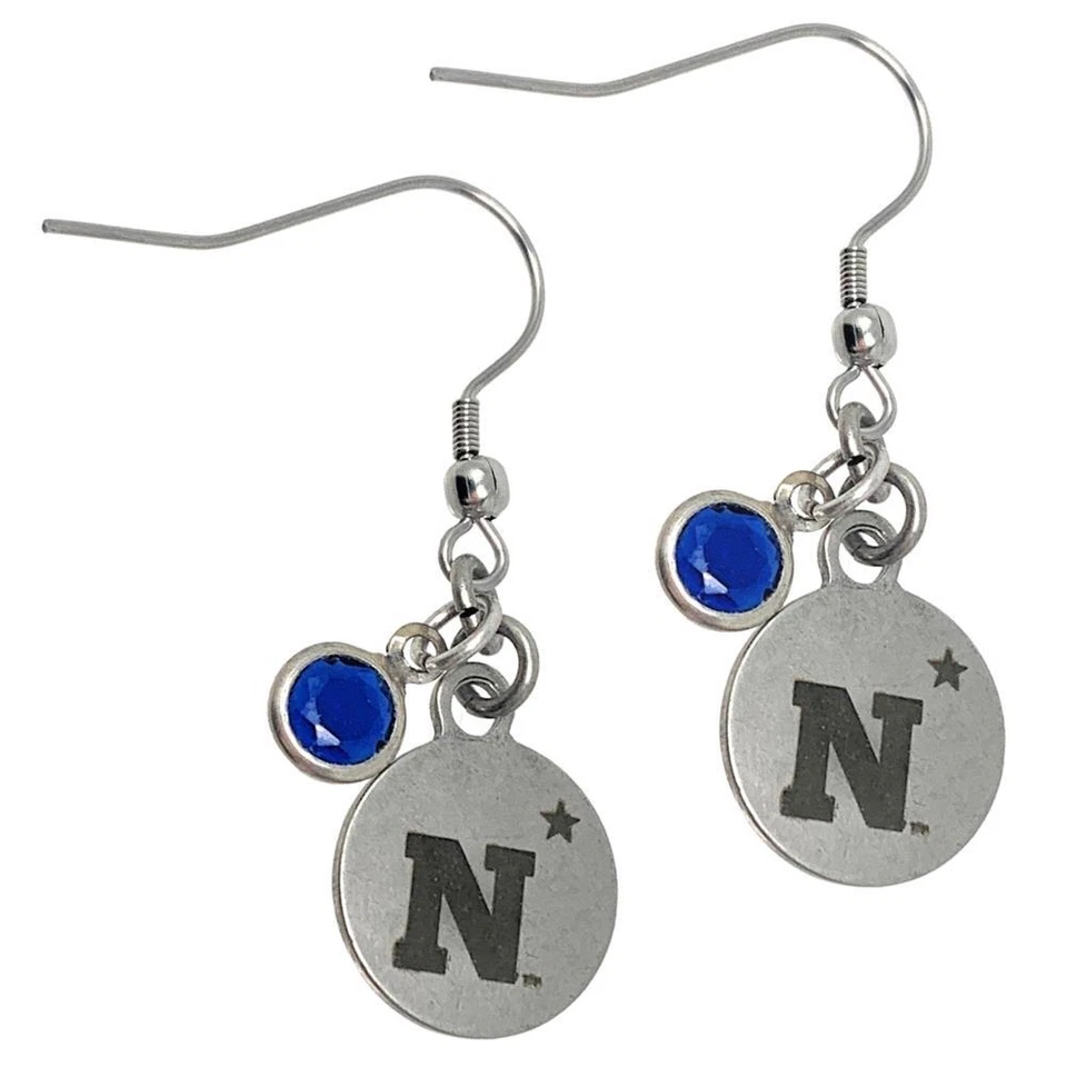 Pendientes colgantes de plata para mujer Naval Academy azul marino con dije Foto 1 de 4