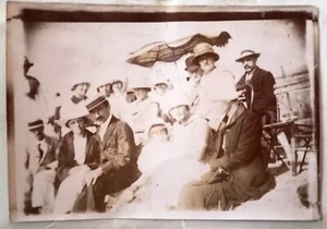 AZ461 photo circa 1910 groupe enfants mer plage tenue de bain - Picture 1 of 1