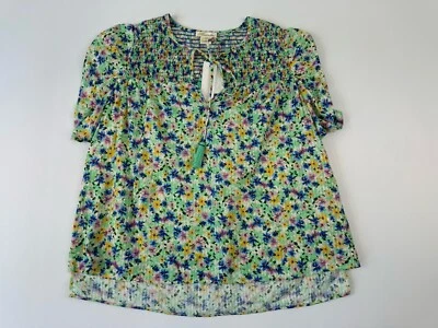 Top Shoshanna Kira Primavera Verde Multi Talla XS Algodón Floral Boho Foto 1 de 4