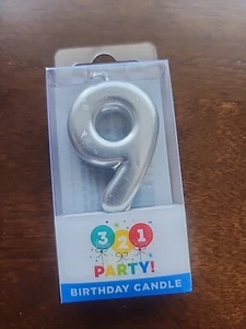 Unique Number 9 Birthday Candle Cake Decoration New!!! Silver - Picture 1 of 3