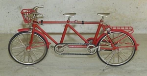 Vintage Miniature Red Toy Tandem Bicycle 10" Metal Bike with Working Brakes - Picture 1 of 11