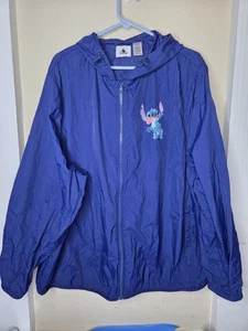 Disney Parks Stitch Regenjacke mit Kapuze Reißverschluss Windbreaker Hoodie blau Erwachsene Größe 3x - Bild 1 von 8