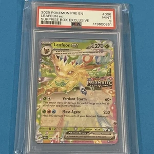 2025 POKEMON PRE EN-PRISMATIC EVOLUTIONS #006 LEAFEON EX SURPRISE BOX psa 9 - Picture 1 of 2