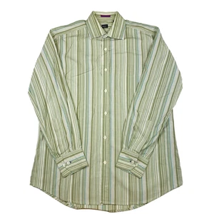 Paul Smith Camicia Uomo Y2K Verde a Righe Cotone Taglia 40 / 15½ - Foto 1 di 11