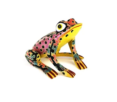 Oaxacan Wood Carving David Blas Frog Sitting Oaxaca Mexican Folk Art Alebrije - Image 1 of 4